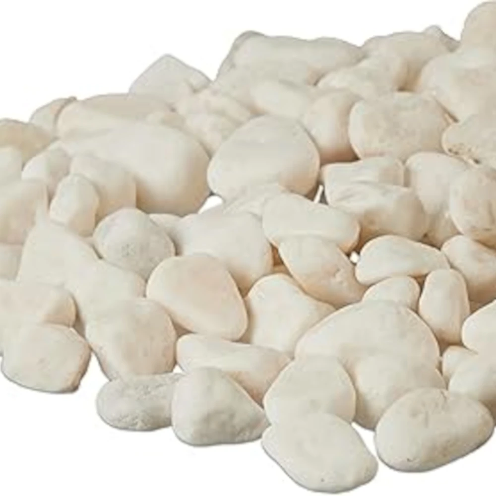 Pile of smooth white pebbles and stones